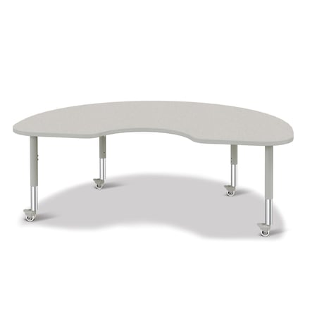 Jonti-Craft Berries Kidney Activity Table, 48 in. x 72 in., Mobile, Freckled Gray/Gray/Gray 6423JCM000